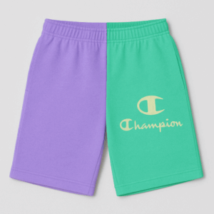 Champion Colorblock Purple Green Two-Tone Logo Shorts