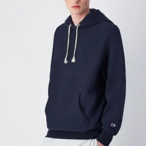 Reverse Weave Relaxed navy blue Hoodie