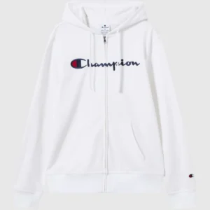Slim Fit Men's Light Full Zip Hoodie Icons White Sweatshirt