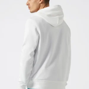 Men's Lightweight Slim Fit Hoodie White with Small Embroidered Logo