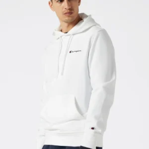 Men's Lightweight Slim Fit Hoodie White with Small Embroidered Logo