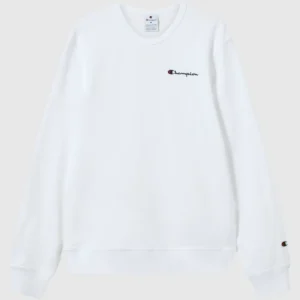 Men's Lightweight Slim Fit Sweatshirt White with Small Embroidered Logo