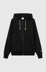 Reverse Weave Men's Fleece Zip Up Black Hoodie