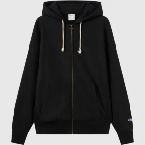 Reverse Weave Men's Fleece Zip Up Black Hoodie