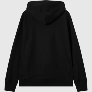 Reverse Weave Loose Fit Black Hoodie
