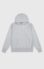 Reverse Weave Hooded Light Grey Sweatshirt Made In USA