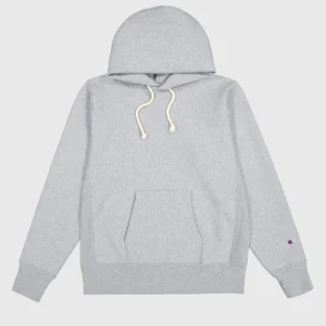 Reverse Weave Hooded Light Grey Sweatshirt Made In USA