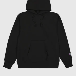 Reverse Weave Hooded Black Sweatshirt Made In USA