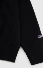 Reverse Weave Hooded Black Sweatshirt Made In USA