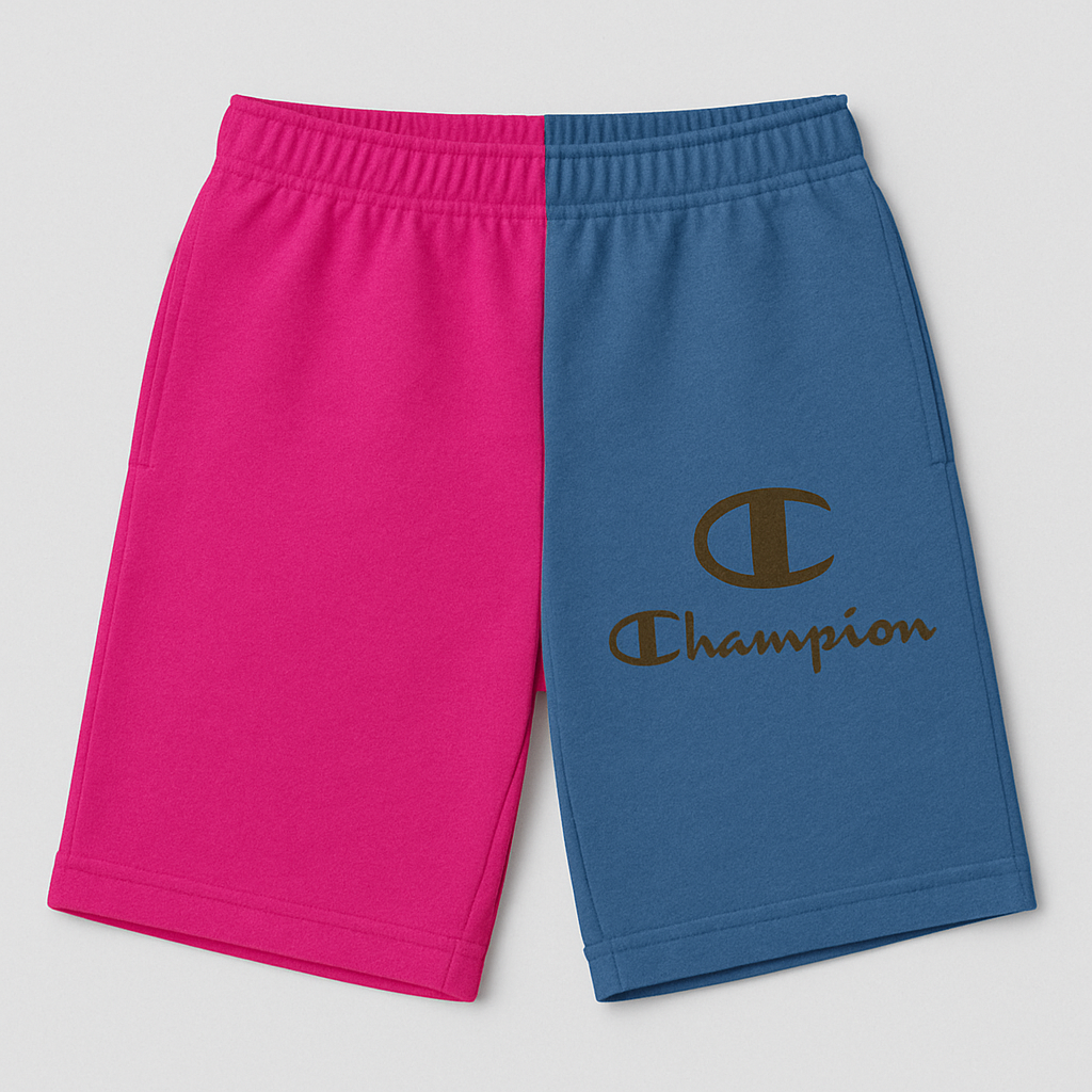 Champion Colorblock Pink Blue Two-Tone Logo Shorts Champion Colorblock Pink Blue Two-Tone Logo Shorts