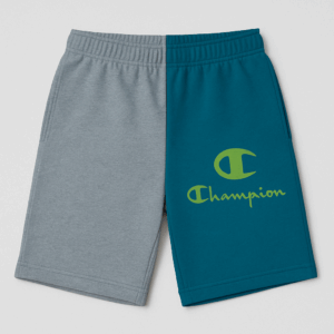 Champion Colorblock Grey Teal Two-Tone Logo Shorts
